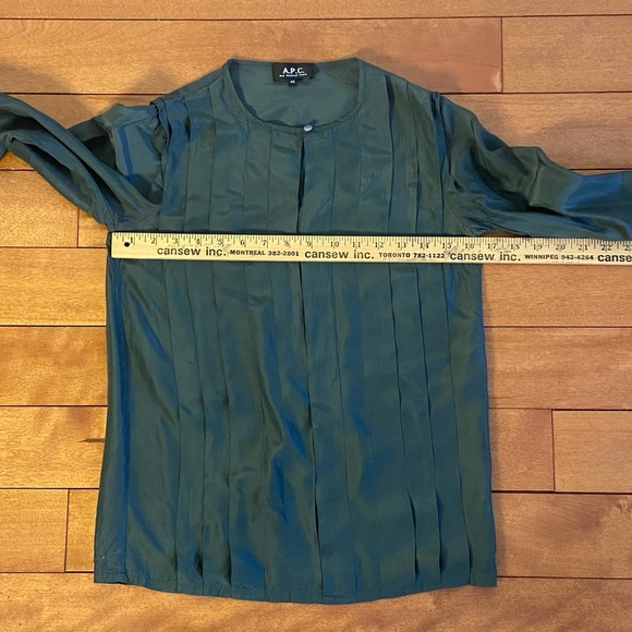 A.P.C. Army Green Silk Blouse - Picture 5 of 14